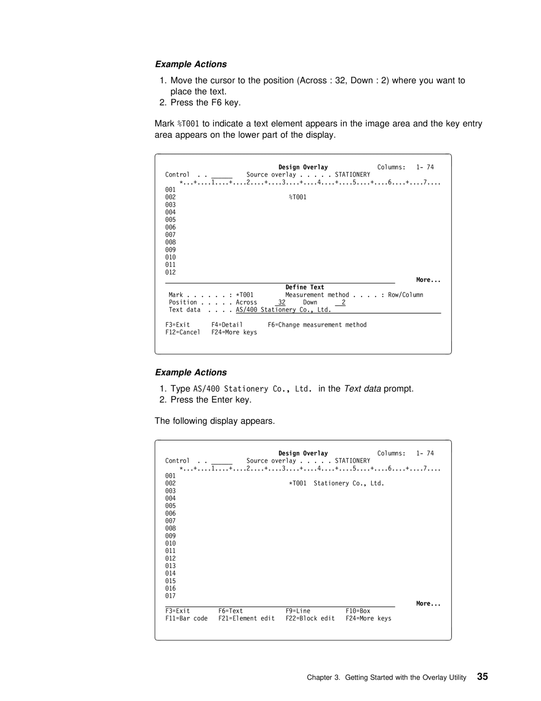 IBM AS/400 manual Press the Enter key Following display appears, More Define Text 