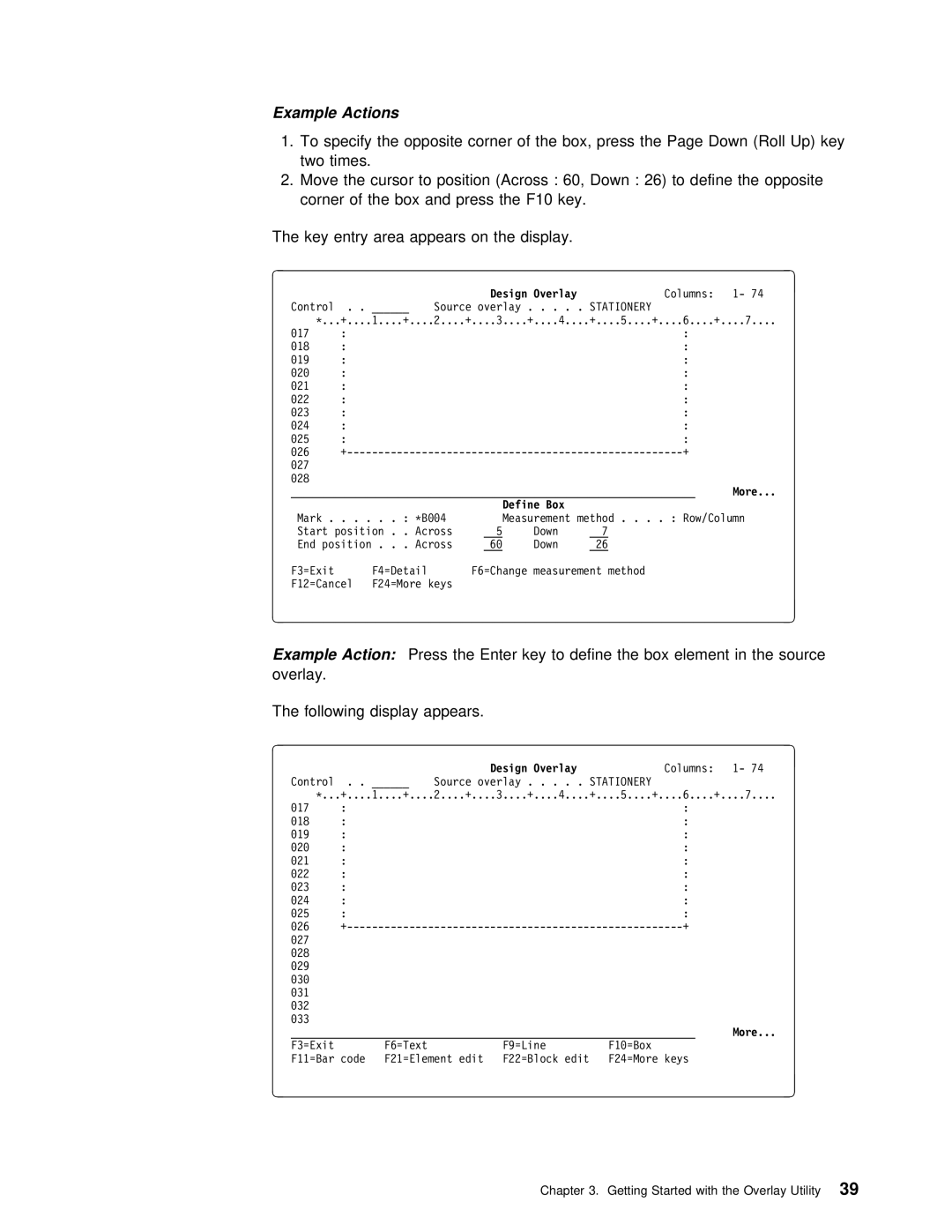 IBM AS/400 manual Specify Opposite Corner Box, press, More Define Box 