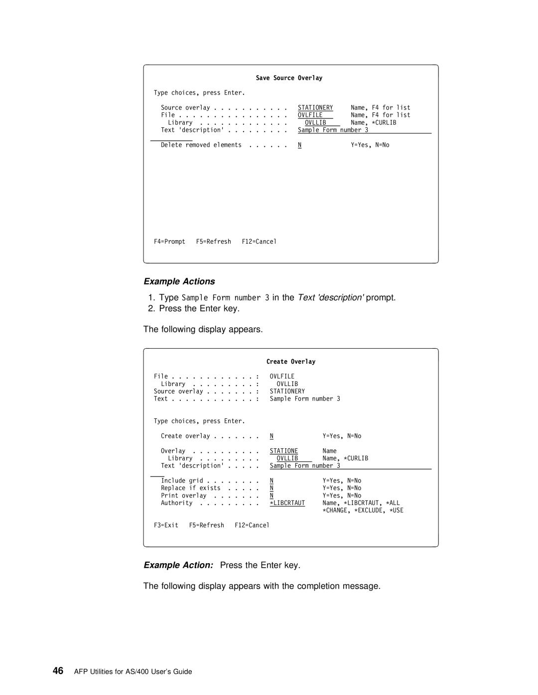 IBM AS/400 manual Save Source Overlay, Curlib 