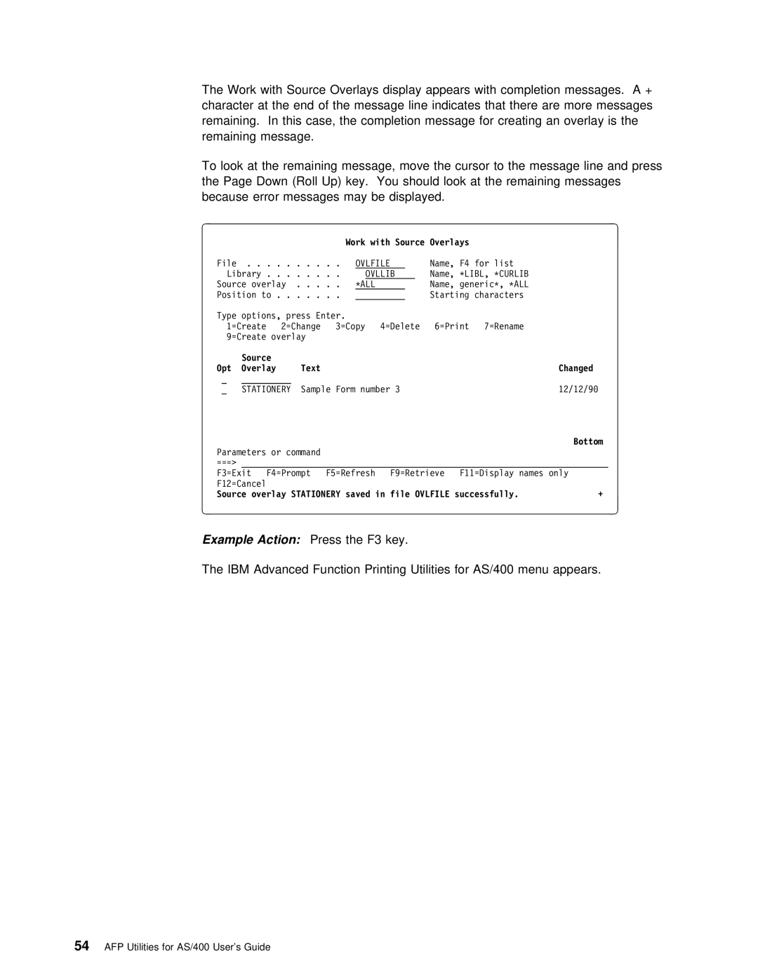 IBM AS/400 manual Work with Source Overlays 