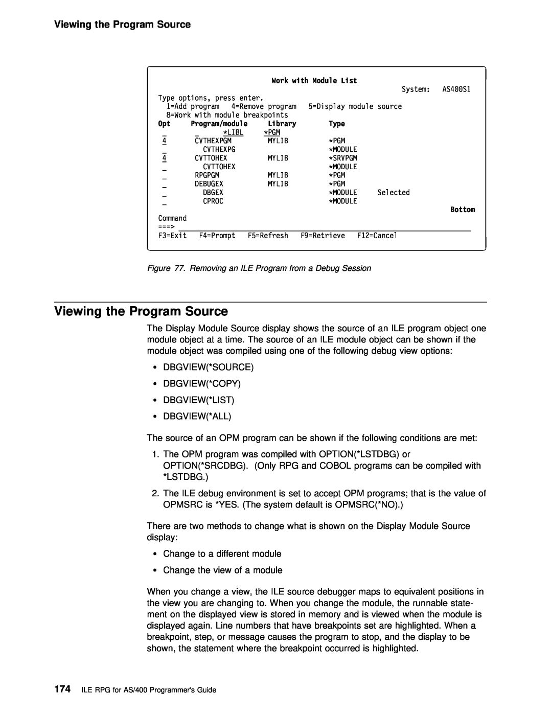 IBM AS/400 manual Viewing the Program Source 