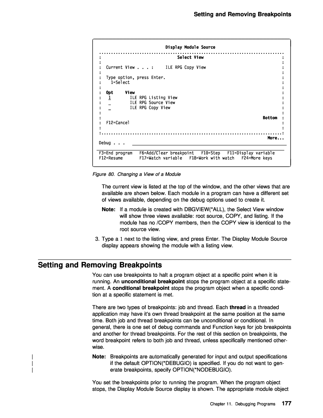 IBM AS/400 manual Setting and Removing Breakpoints 