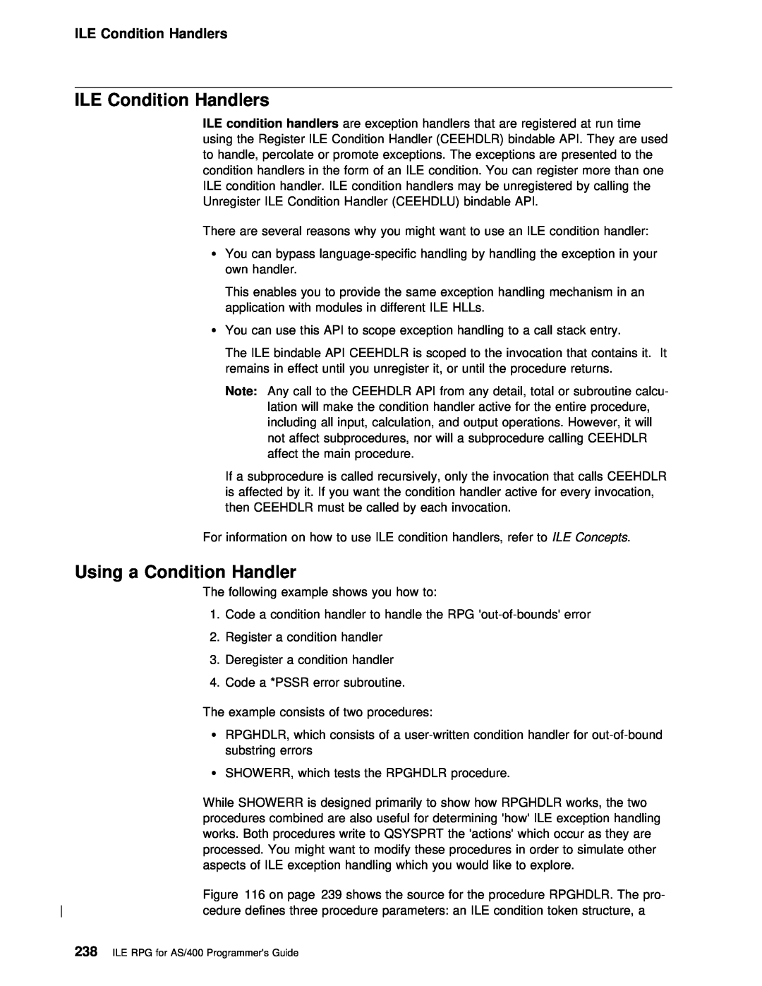 IBM AS/400 manual ILE Condition Handlers, Using a Condition Handler 