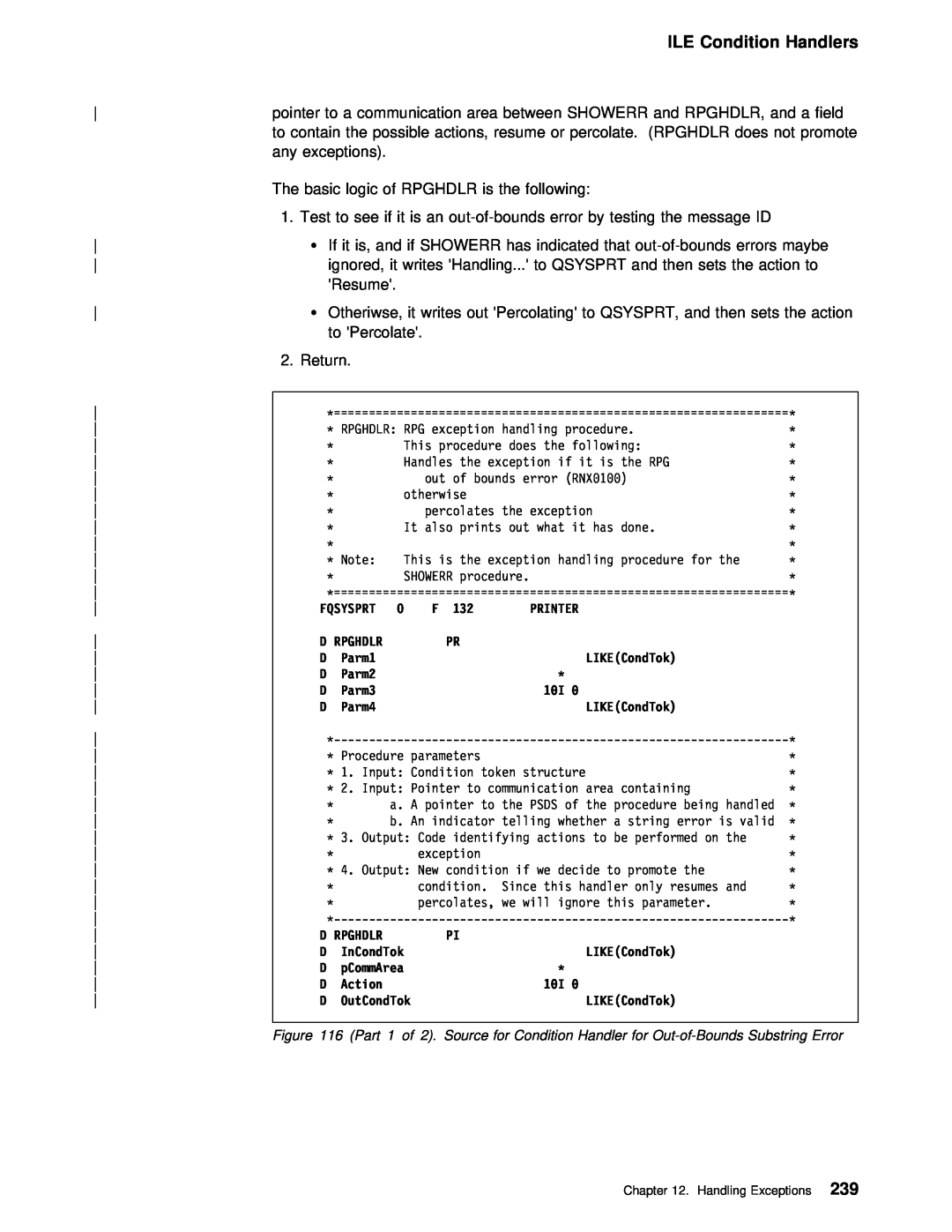 IBM AS/400 manual RPGHDLR RPG exception handling procedure 