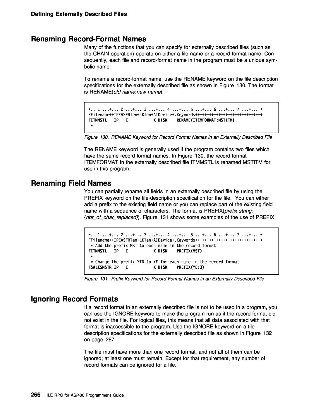 IBM AS/400 manual Renaming Record-Format Names, Ignoring Record Formats, Renaming Field Names, nbrofcharreplaced. Figure 
