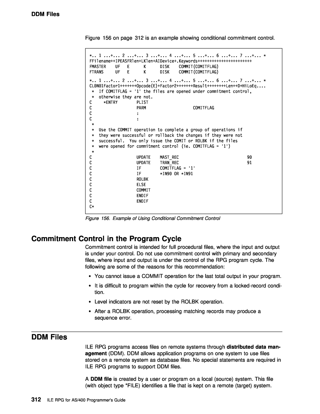 IBM AS/400 manual Cycle, DDM Files, Commitment Control in 