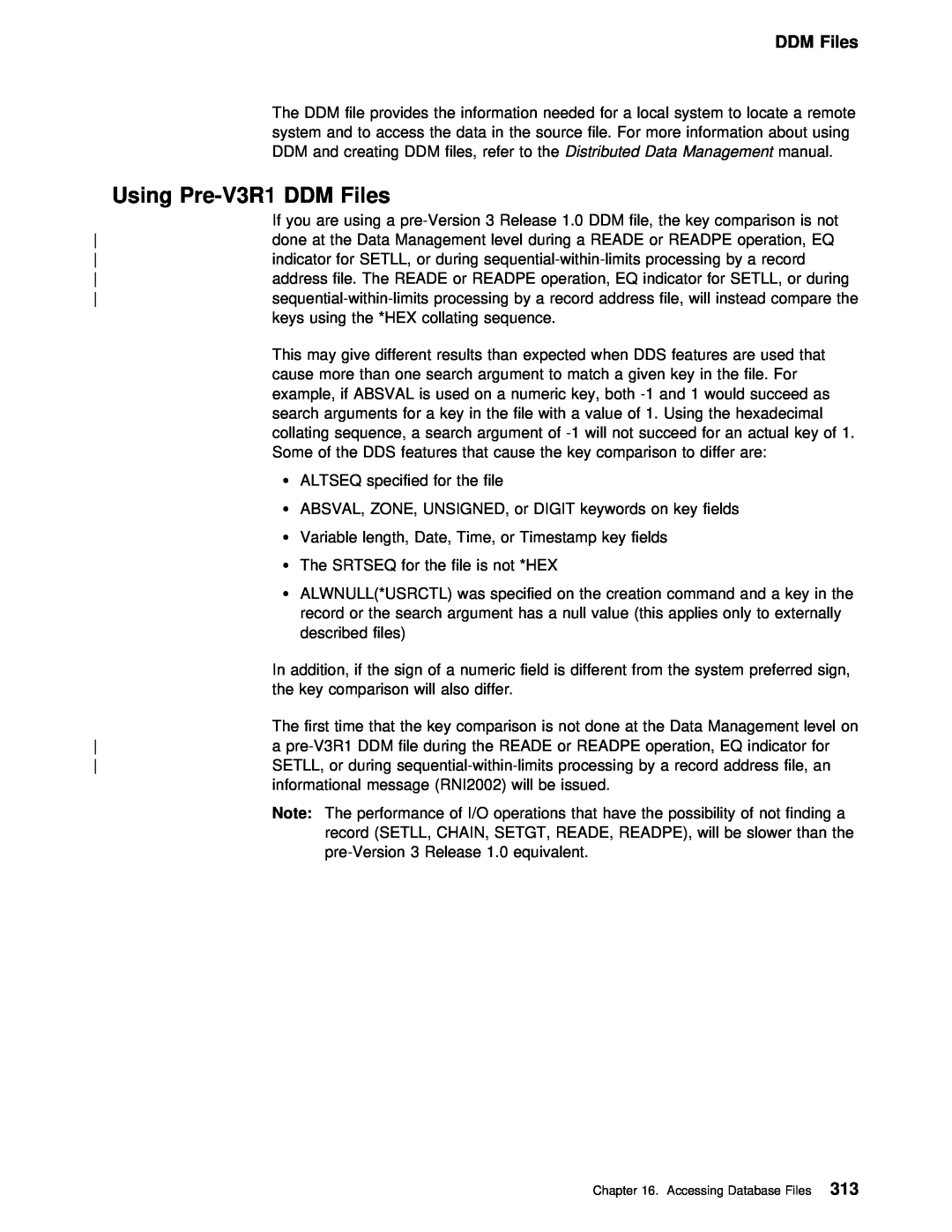 IBM AS/400 manual Using, Pre-V3R1 DDM 