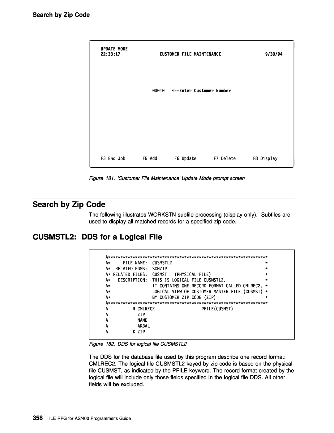 IBM AS/400 manual Search by Zip Code, File 