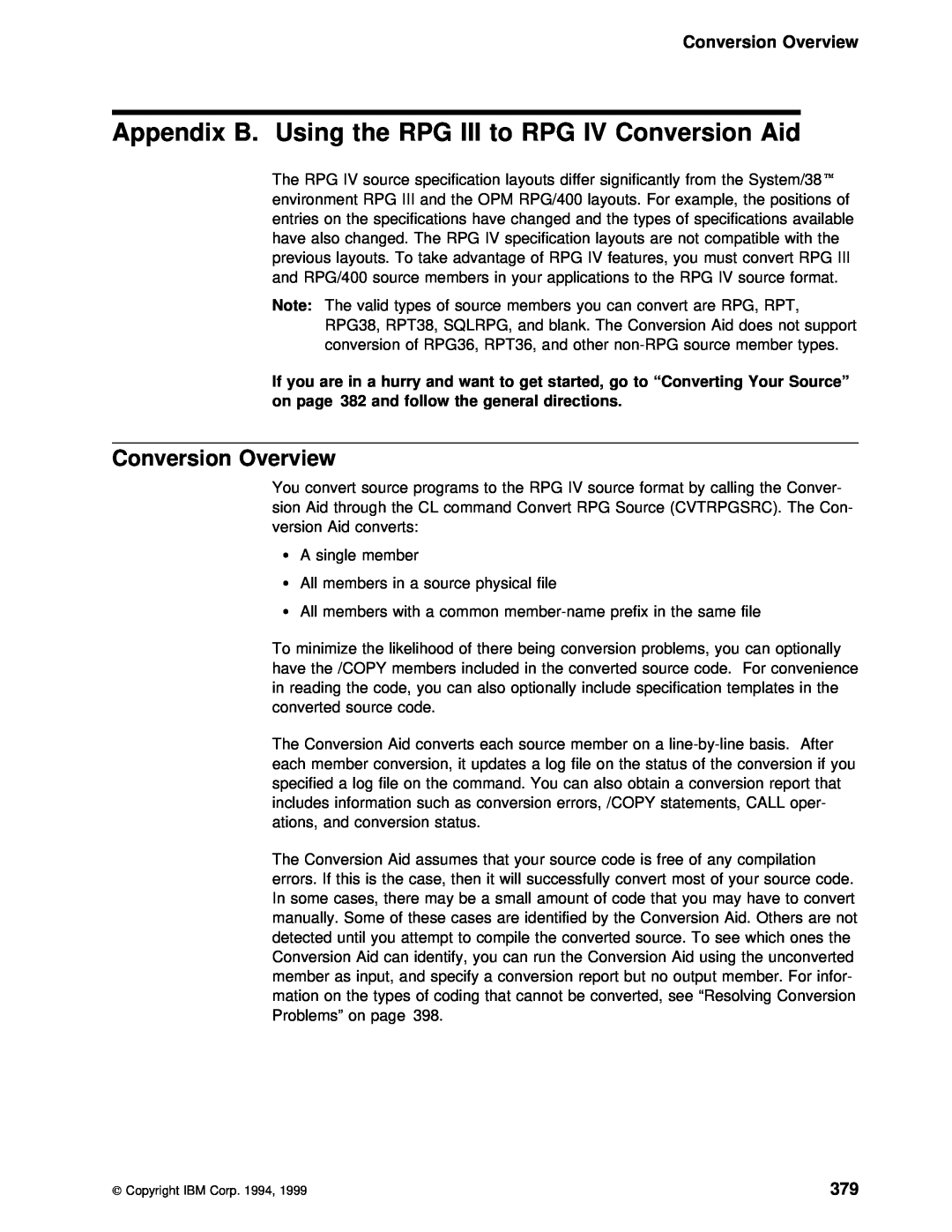 IBM AS/400 manual Appendix B. Using, Conversion Overview 