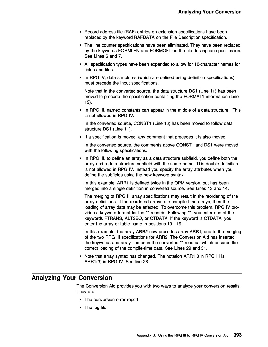 IBM AS/400 manual Analyzing Your Conversion 