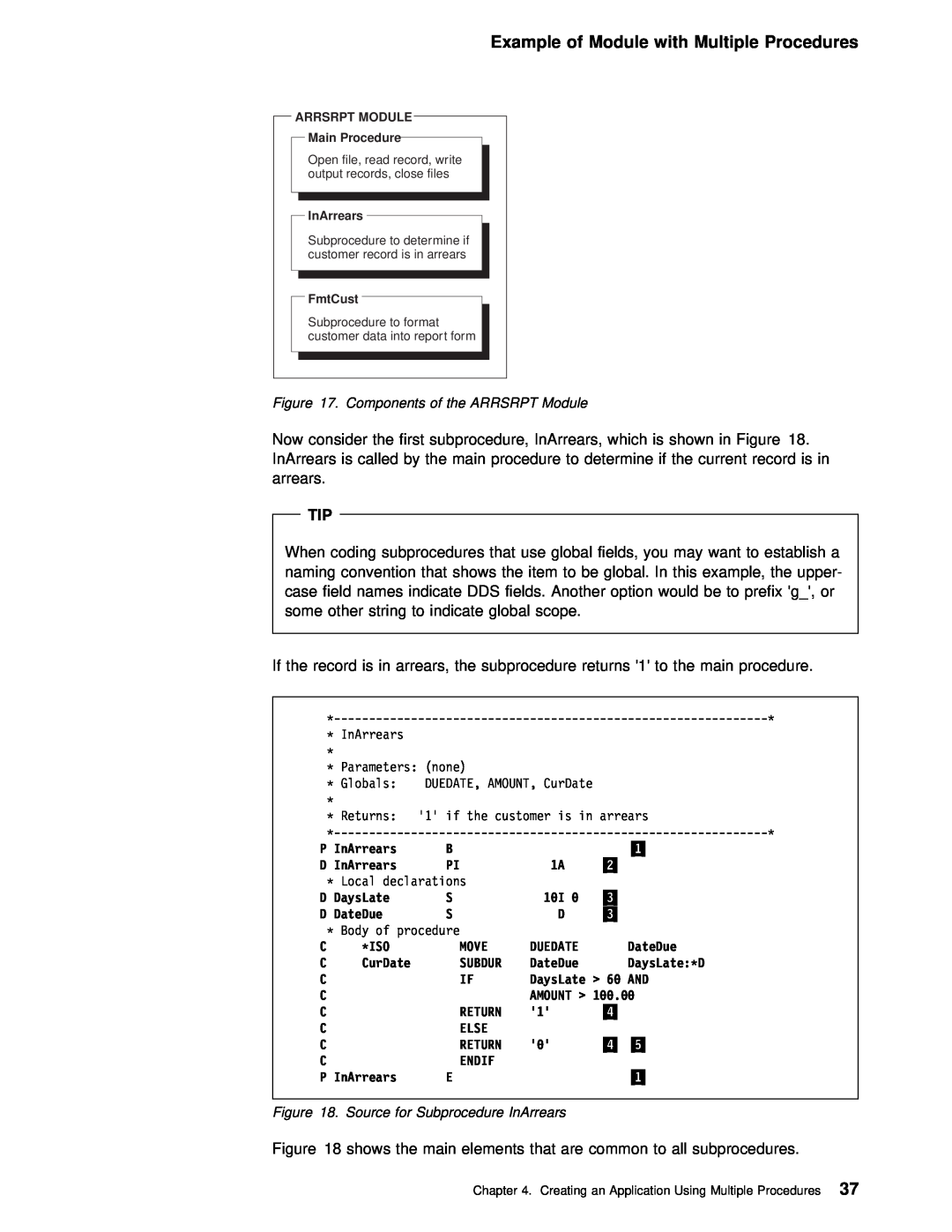 IBM AS/400 manual Example of Module with Multiple Procedures 