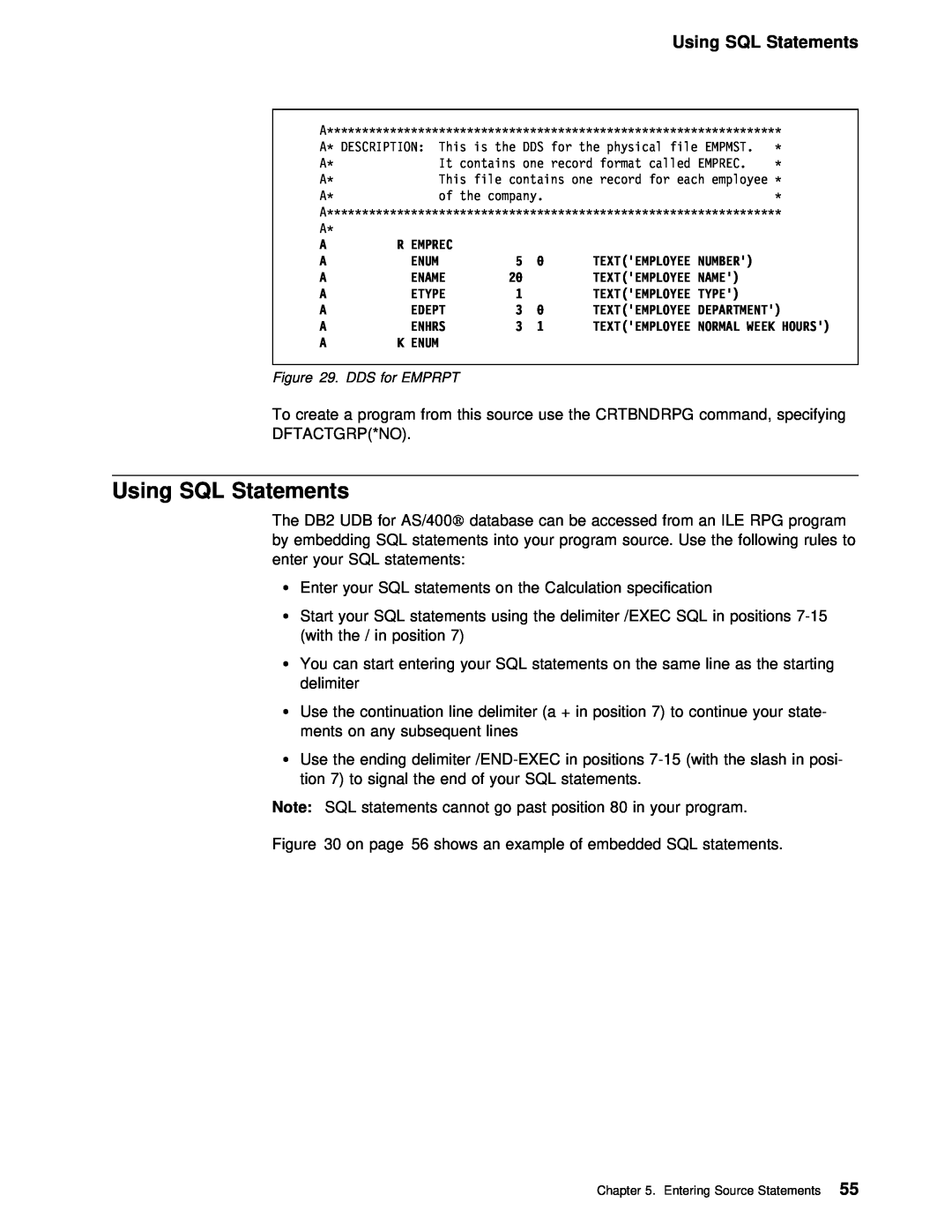 IBM AS/400 manual Using SQL Statements 