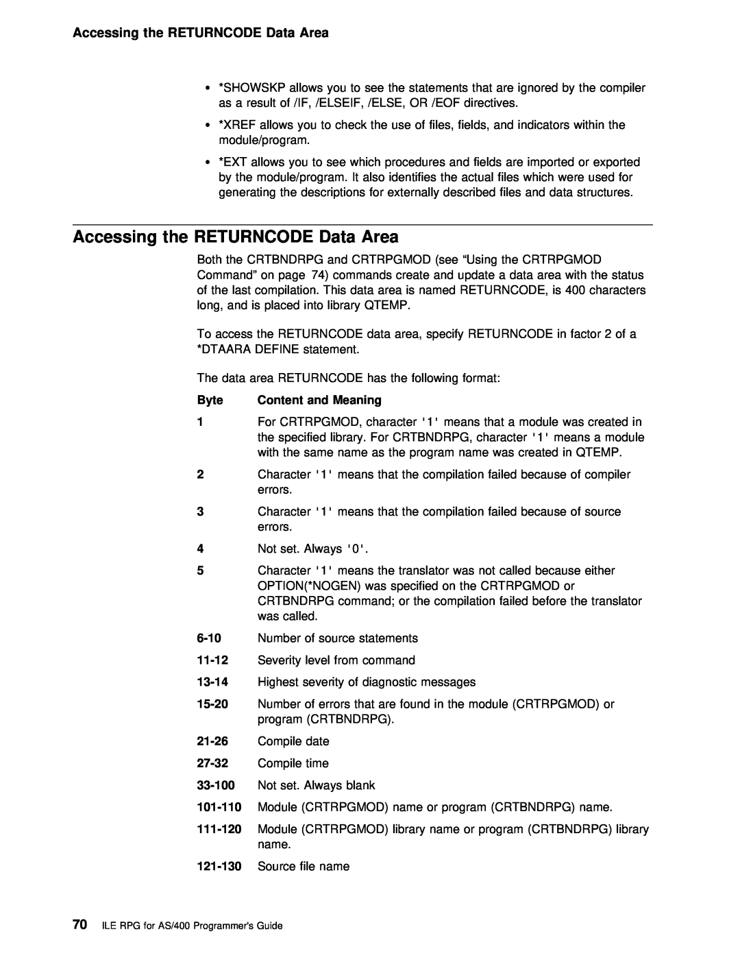 IBM AS/400 manual Area, Data 