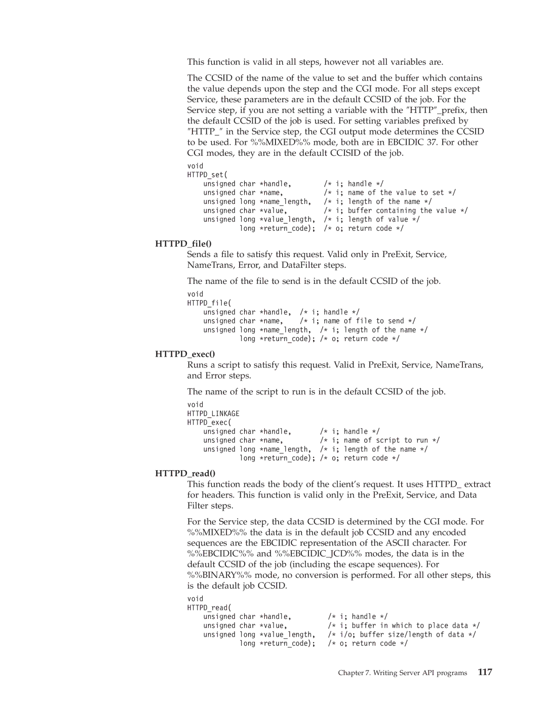 IBM AS/400E manual HTTPDexec, HTTPDread 