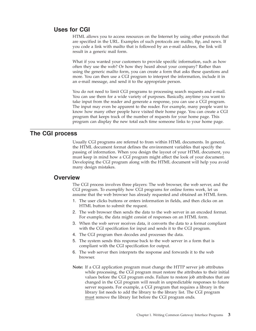 IBM AS/400E manual Uses for CGI, CGI process, Overview 