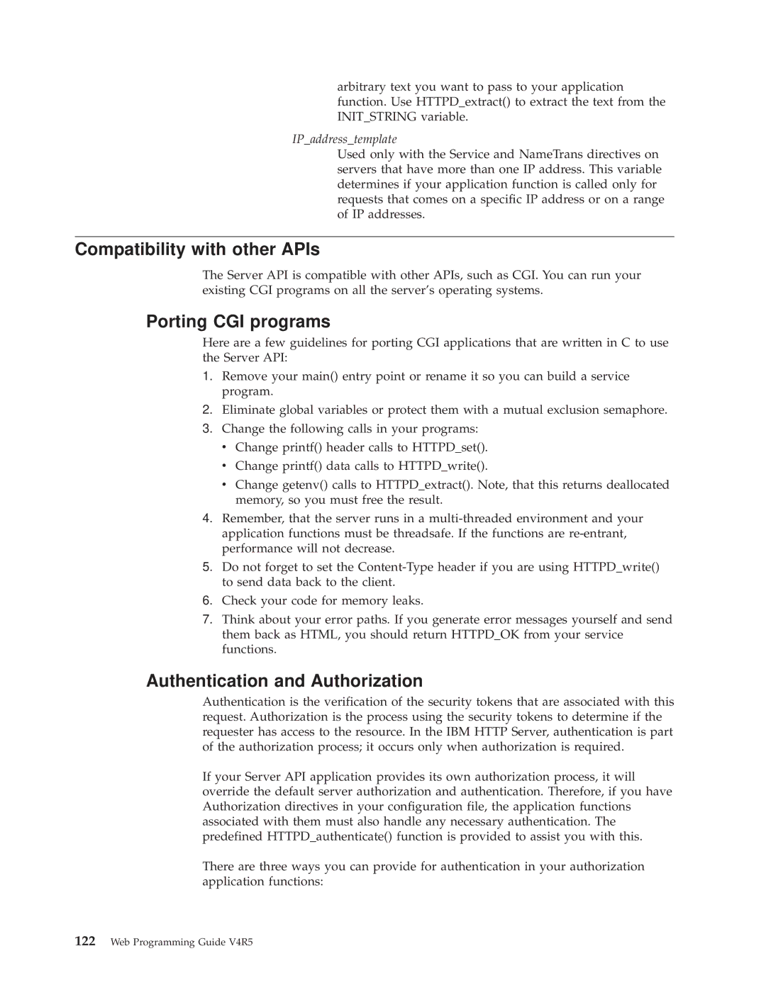 IBM AS/400E manual Compatibility with other APIs, Porting CGI programs, Authentication and Authorization 