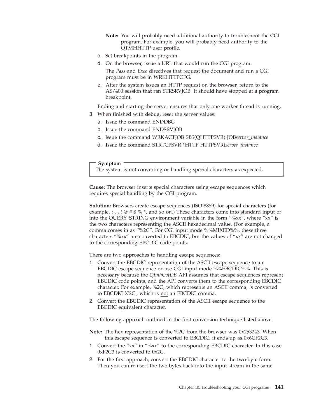 IBM AS/400E manual Troubleshooting your CGI programs 