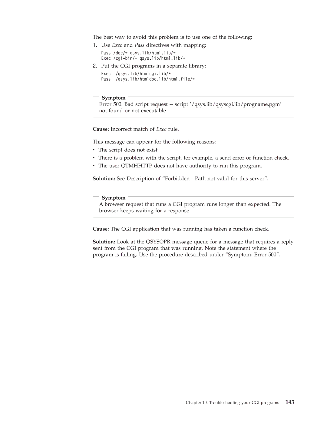 IBM AS/400E manual Symptom 