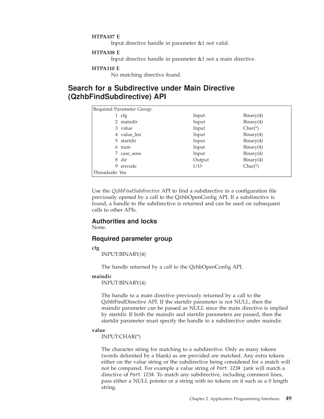 IBM AS/400E manual HTPA107 E, HTPA108 E, HTPA110 E, Maindir INPUTBINARY4 