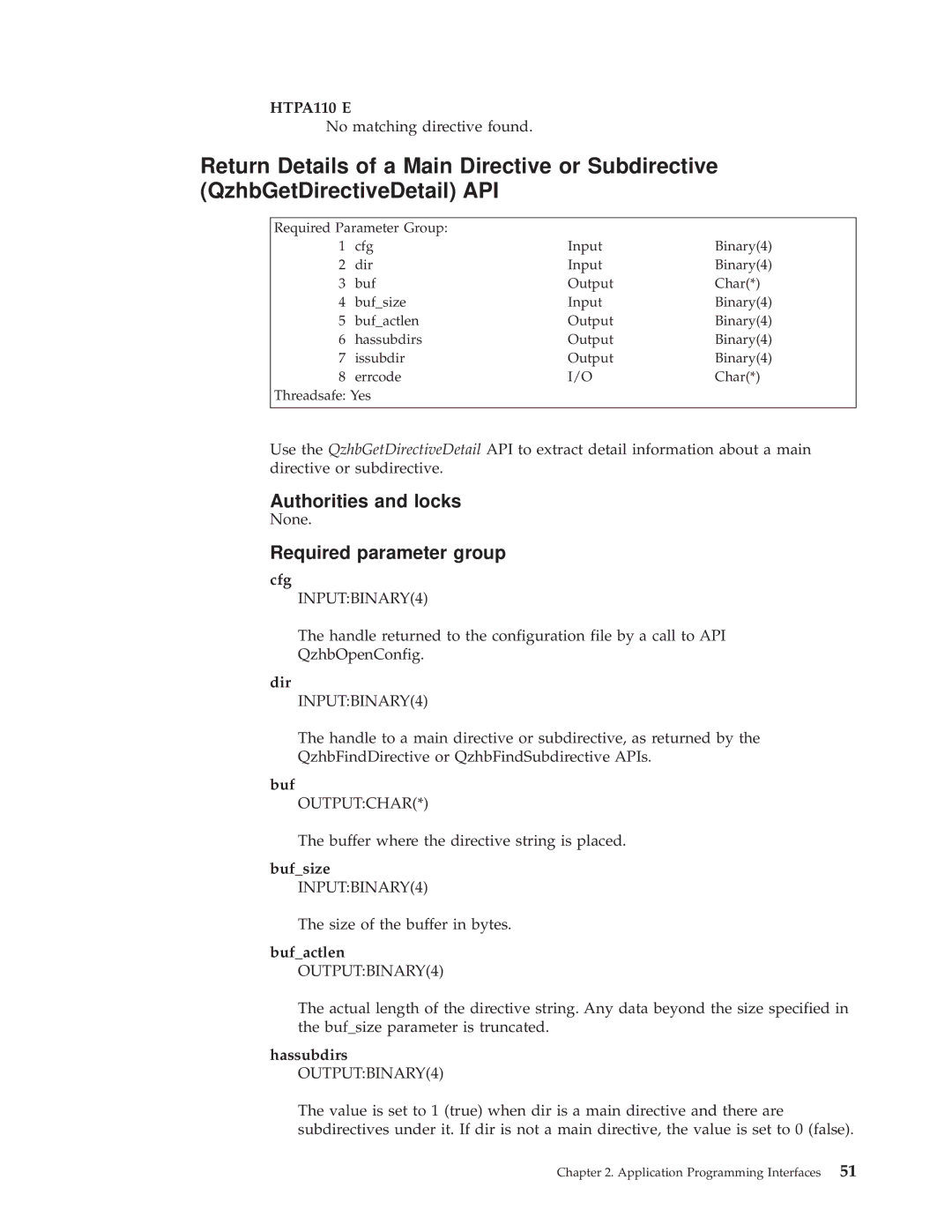 IBM AS/400E manual Buf, Hassubdirs OUTPUTBINARY4 