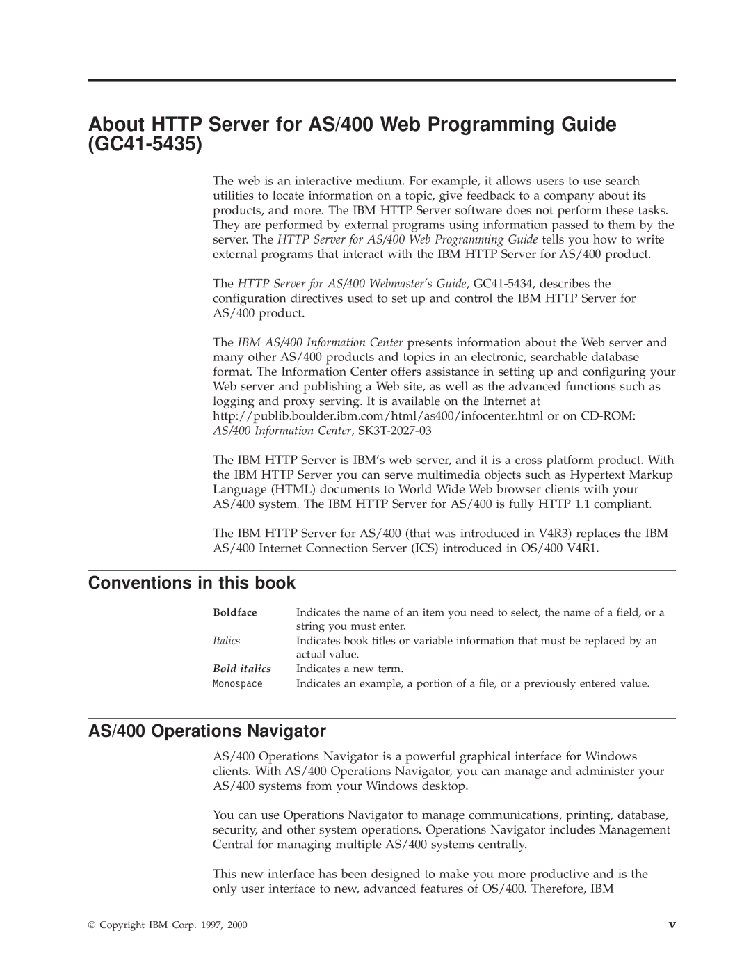 IBM AS/400E manual Conventions in this book, AS/400 Operations Navigator 