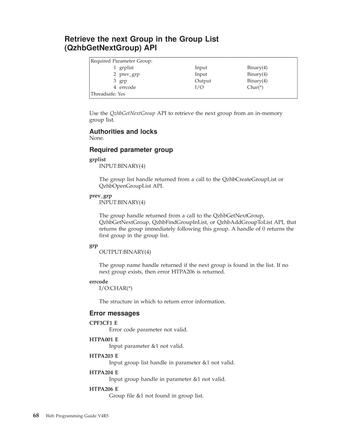 IBM AS/400E manual Prevgrp INPUTBINARY4, Grp, HTPA204 E, HTPA206 E 