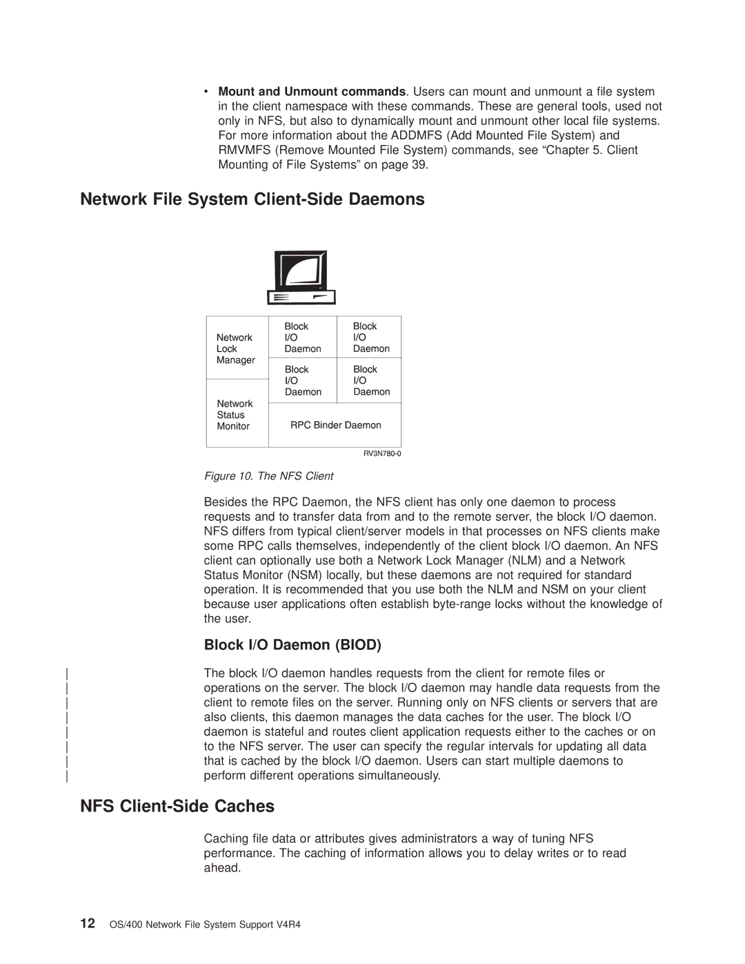 IBM AS/400E manual Network File System Client-Side Daemons, NFS Client-Side Caches, Block I/O Daemon Biod 