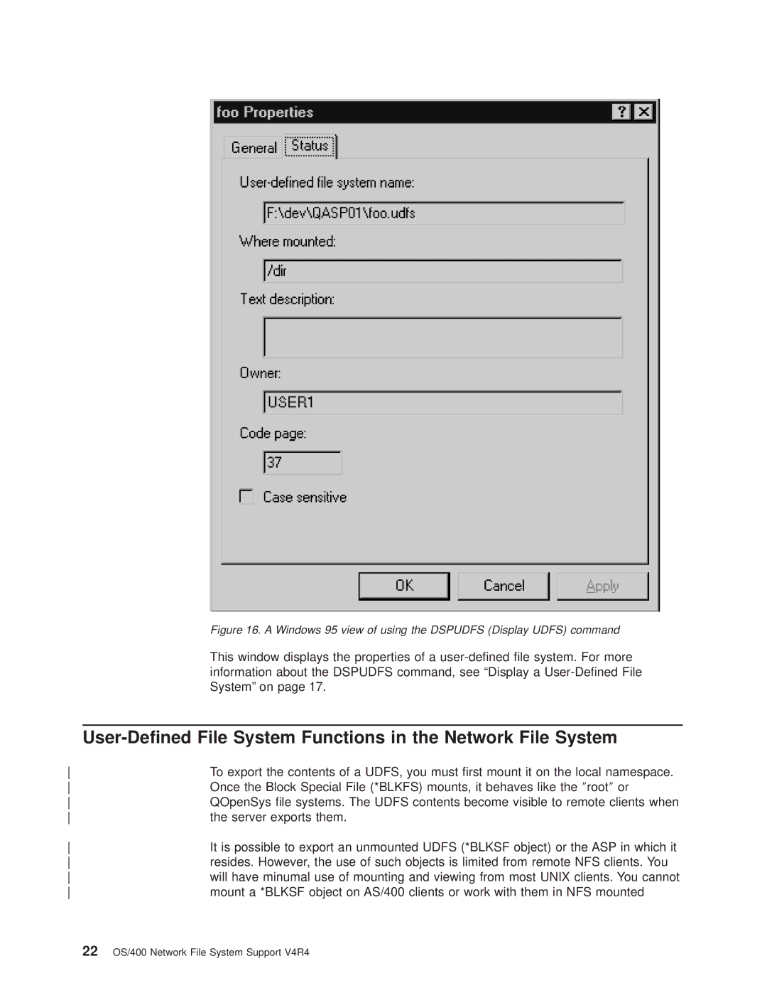 IBM AS/400E manual User-Dened File System Functions in the Network File System 