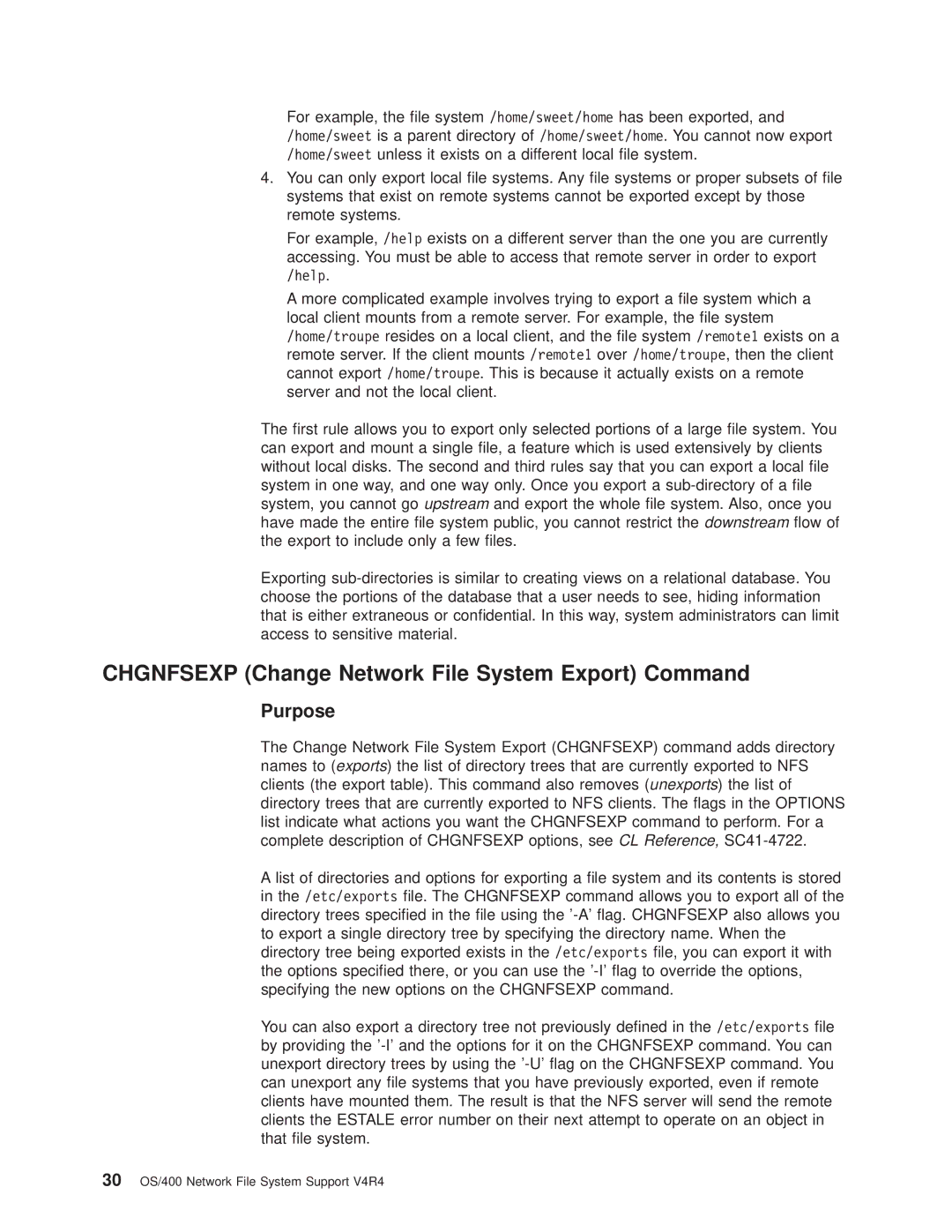 IBM AS/400E manual Chgnfsexp Change Network File System Export Command, Purpose 