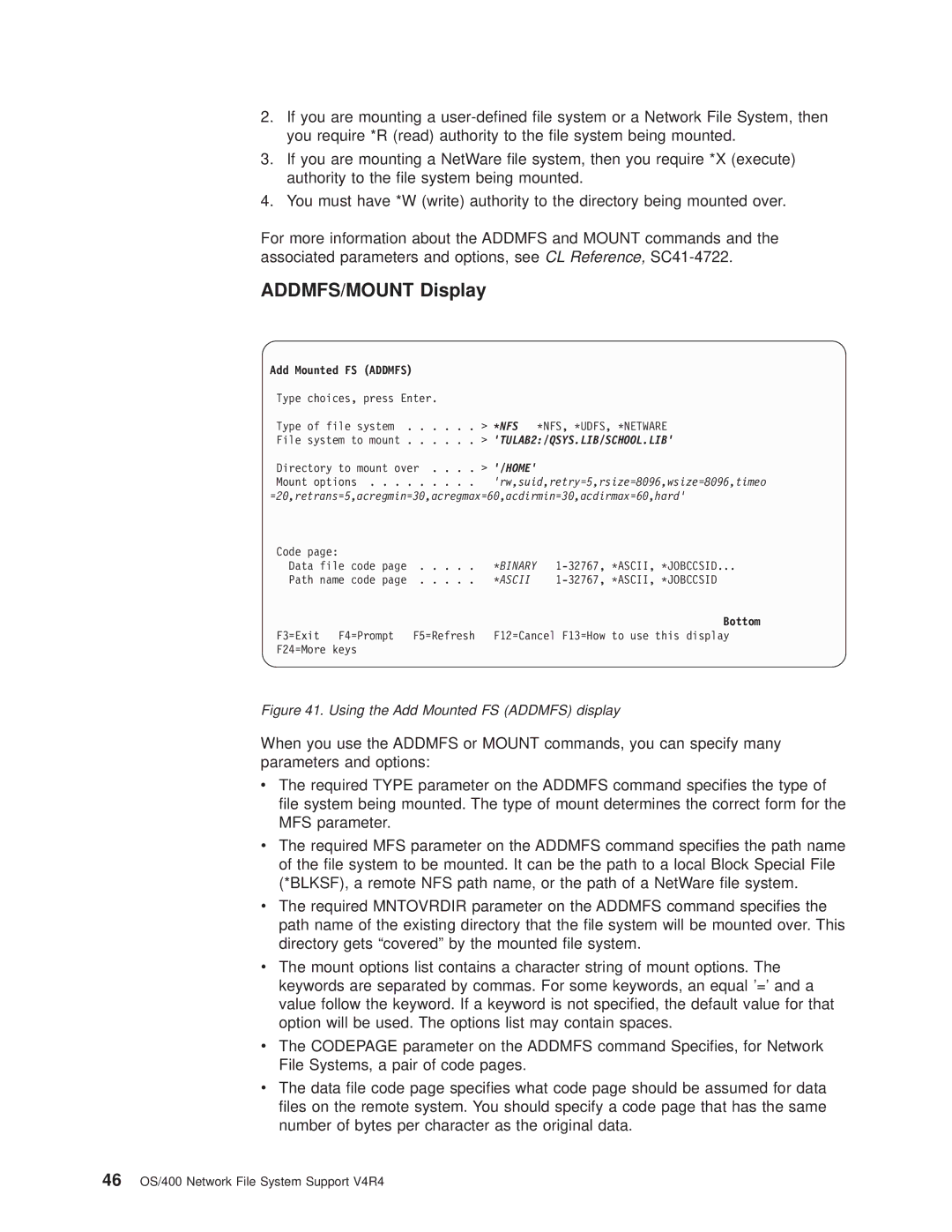 IBM AS/400E manual Using the Add Mounted FS Addmfs display 