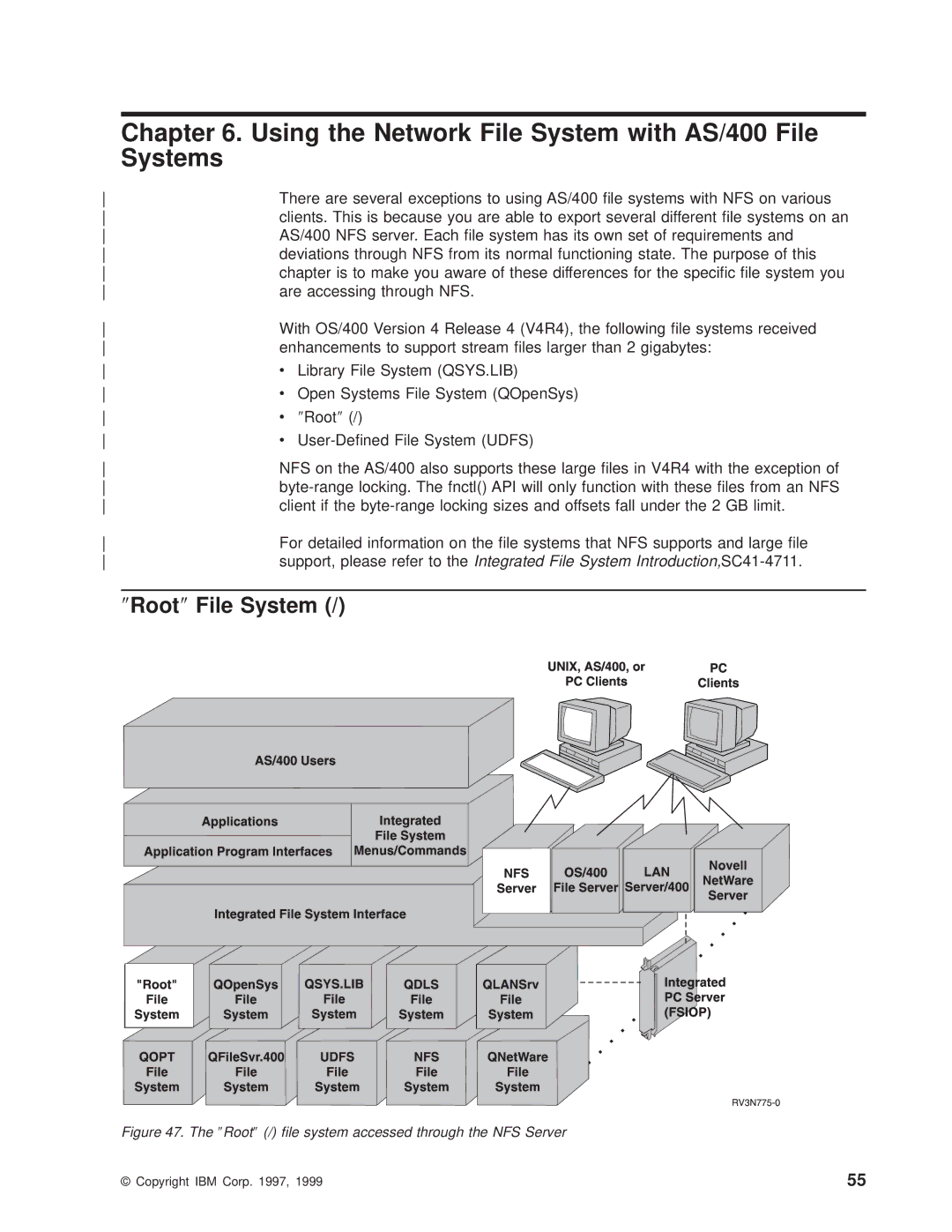 IBM AS/400E manual Using the Network File System with AS/400 File, Systems, ″Root″ File System 