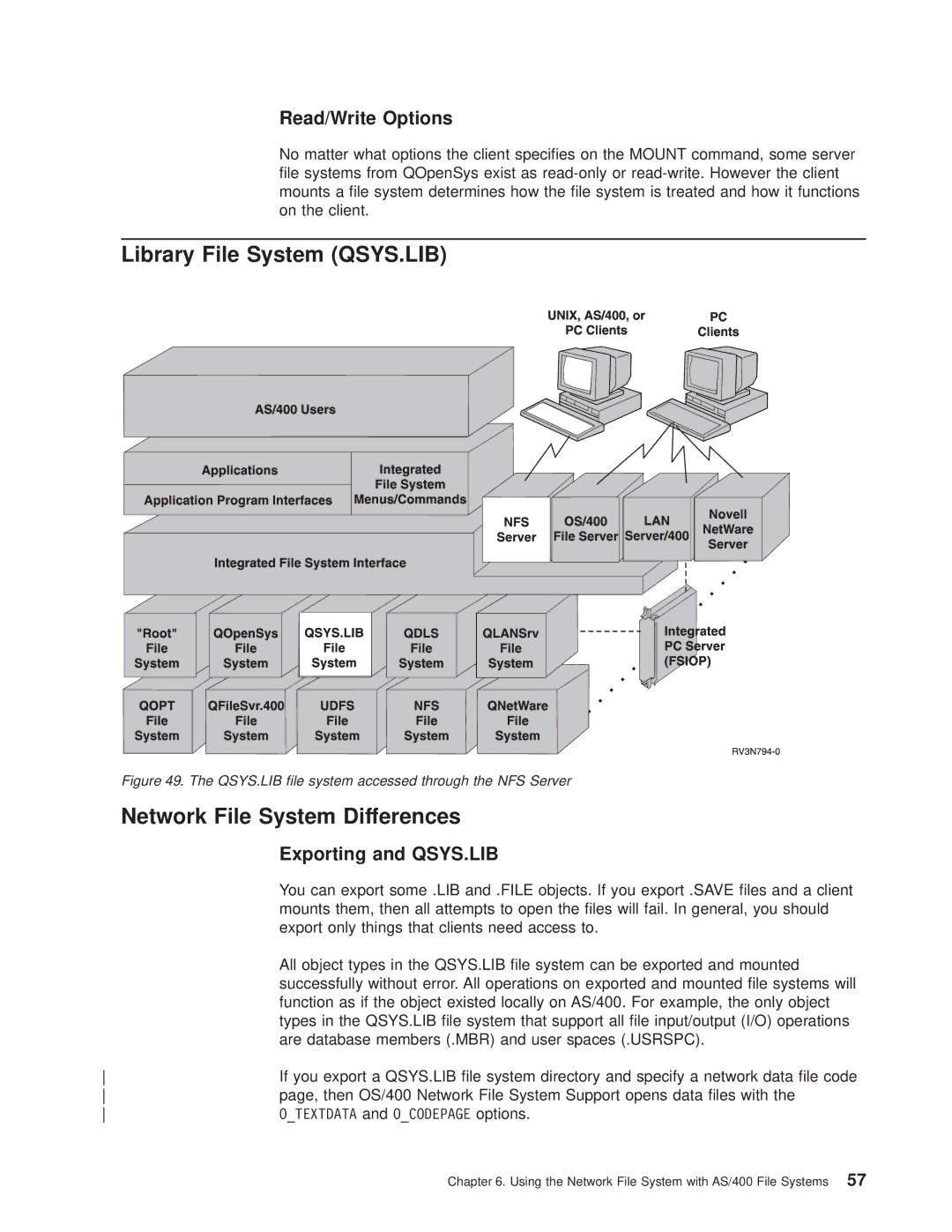 IBM AS/400E manual Library File System QSYS.LIB, Exporting and QSYS.LIB 