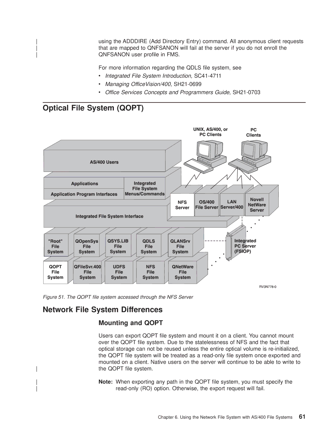 IBM AS/400E manual Optical File System Qopt, Mounting and Qopt 