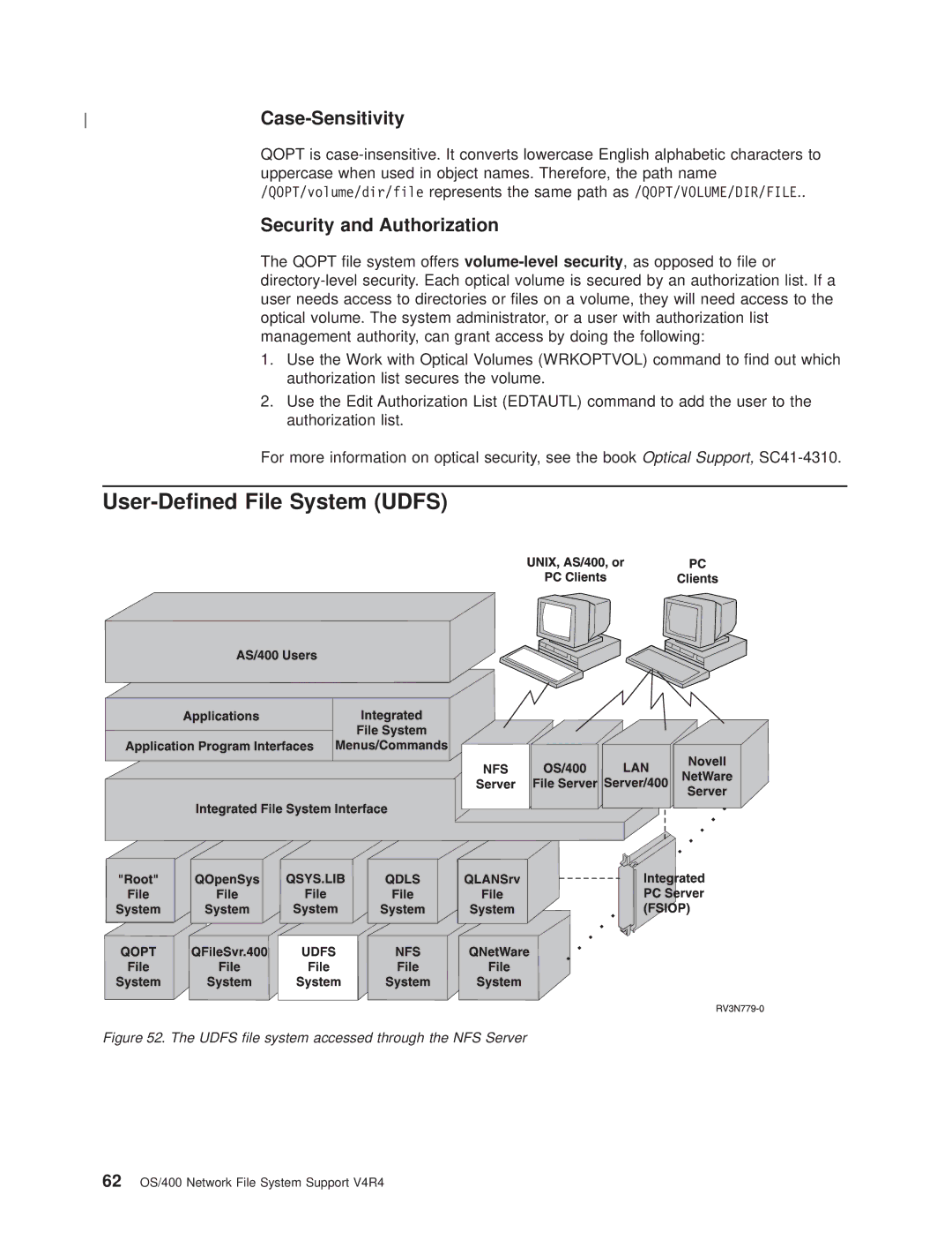 IBM AS/400E manual User-Dened File System Udfs, Security and Authorization 