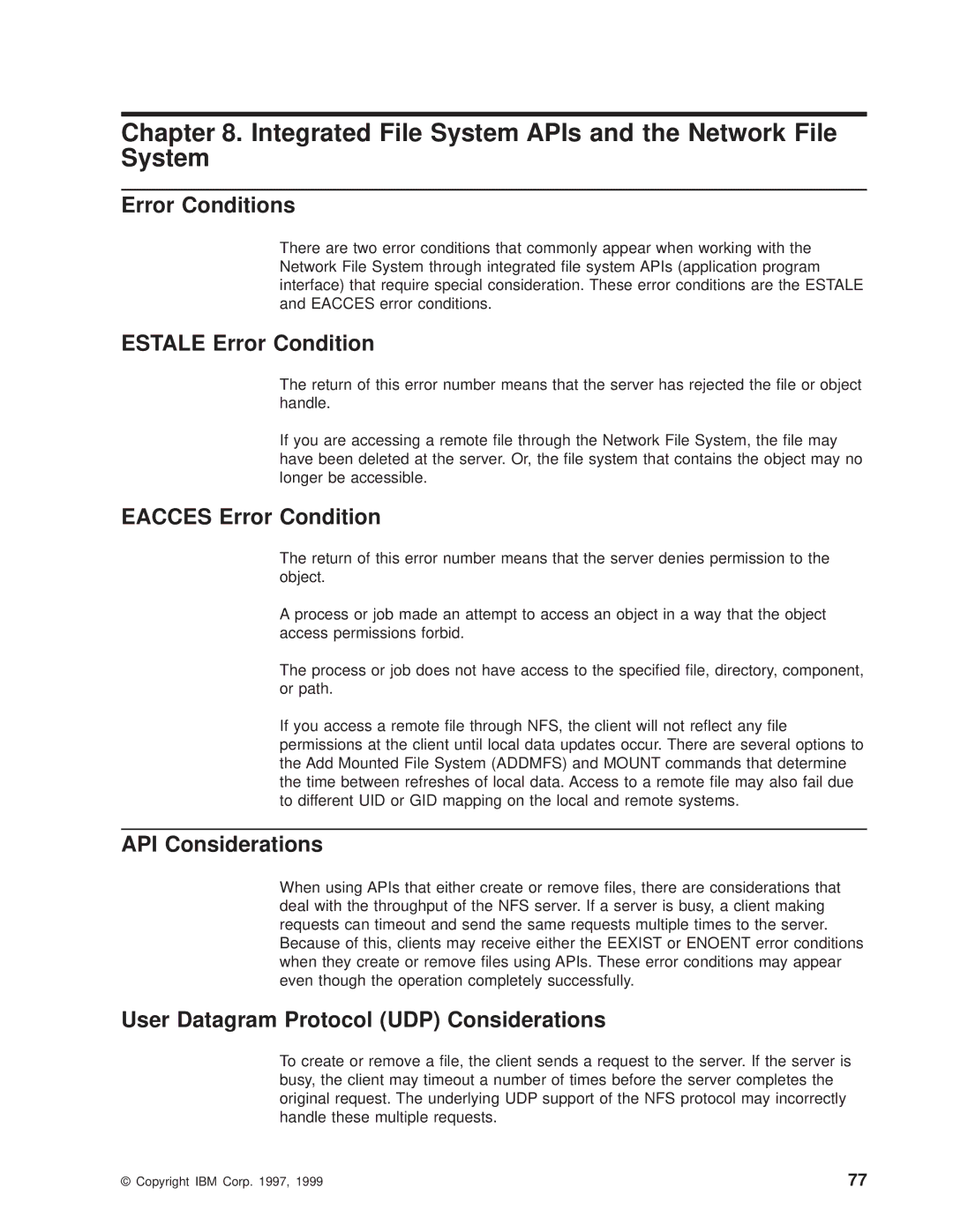 IBM AS/400E manual Integrated File System APIs and the Network File System 