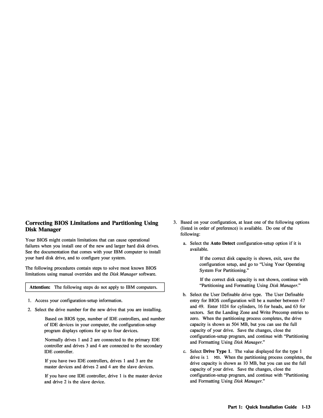 IBM ATA-3 manual Limitations, Detect, Type, Part 1 Quick Installation Guide 