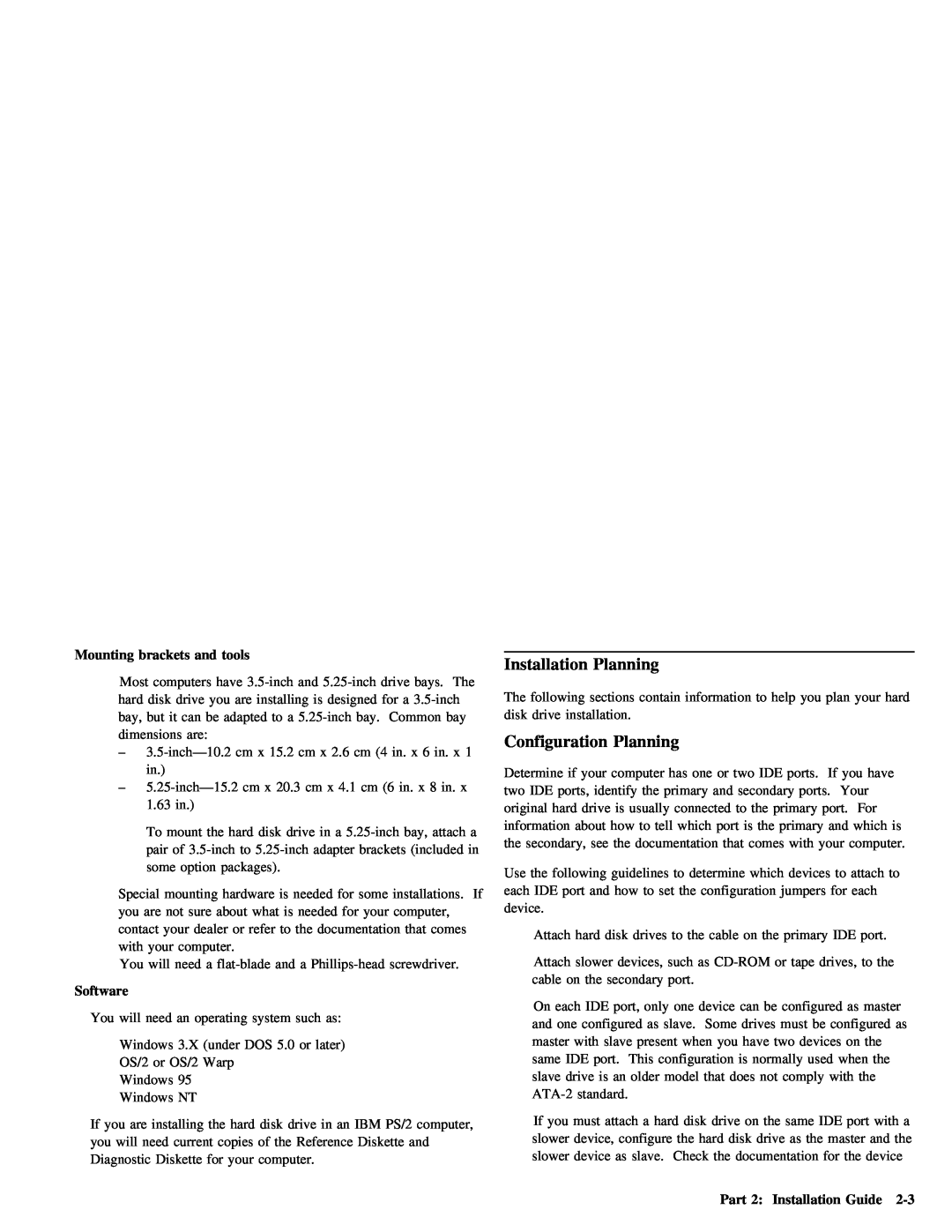 IBM ATA-3 manual tools, Configuration 