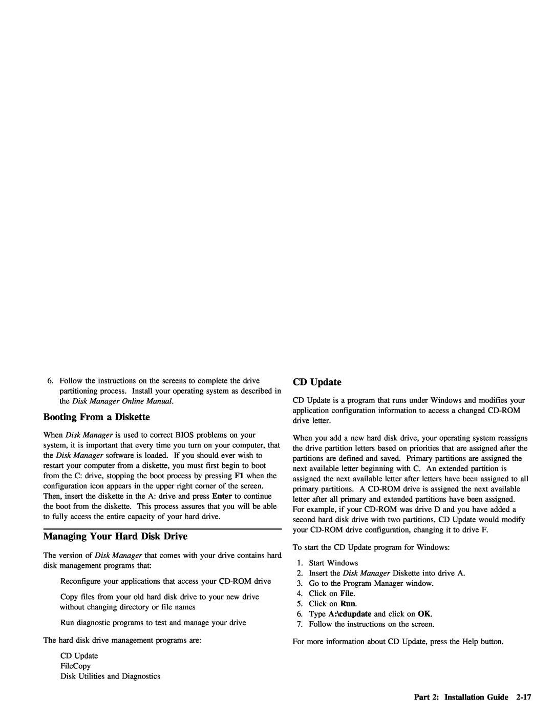 IBM ATA-3 manual Booting From a Diskette, Update, File, 2-17, Your 