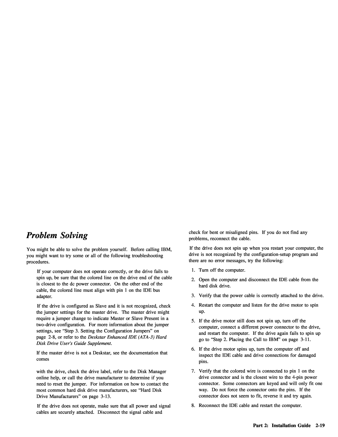 IBM ATA-3 manual Solving, 2-19, Problem 