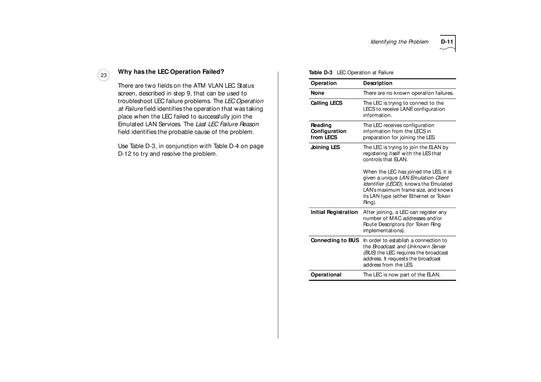 IBM ATM OC-3c manual Why has the LEC Operation Failed?, Operational 