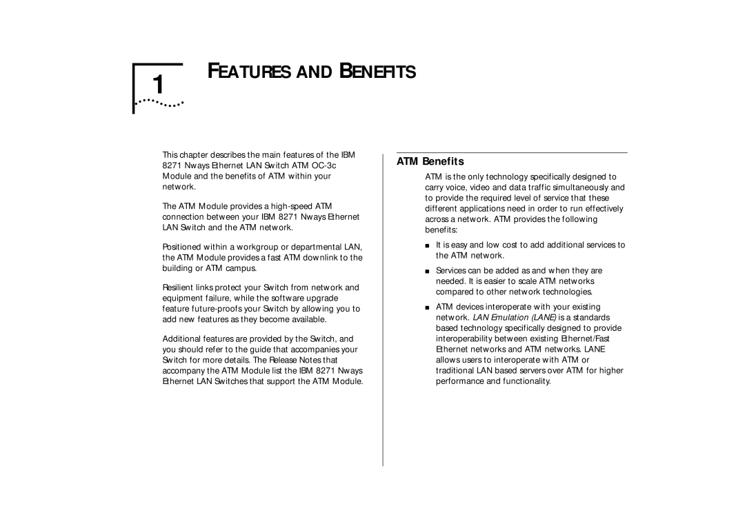 IBM ATM OC-3c manual Features and Benefits, ATM Benefits 