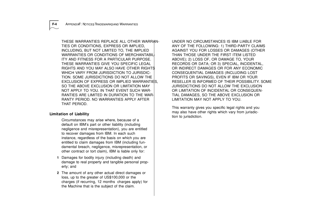 IBM ATM OC-3c manual Limitation of Liability 