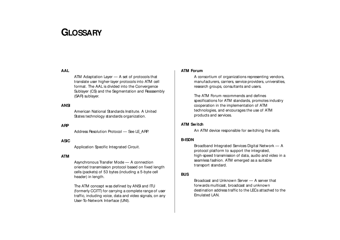 IBM ATM OC-3c manual Glossary, ATM Forum, ATM Switch 