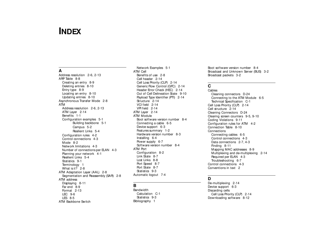 IBM ATM OC-3c manual Index, Atm 