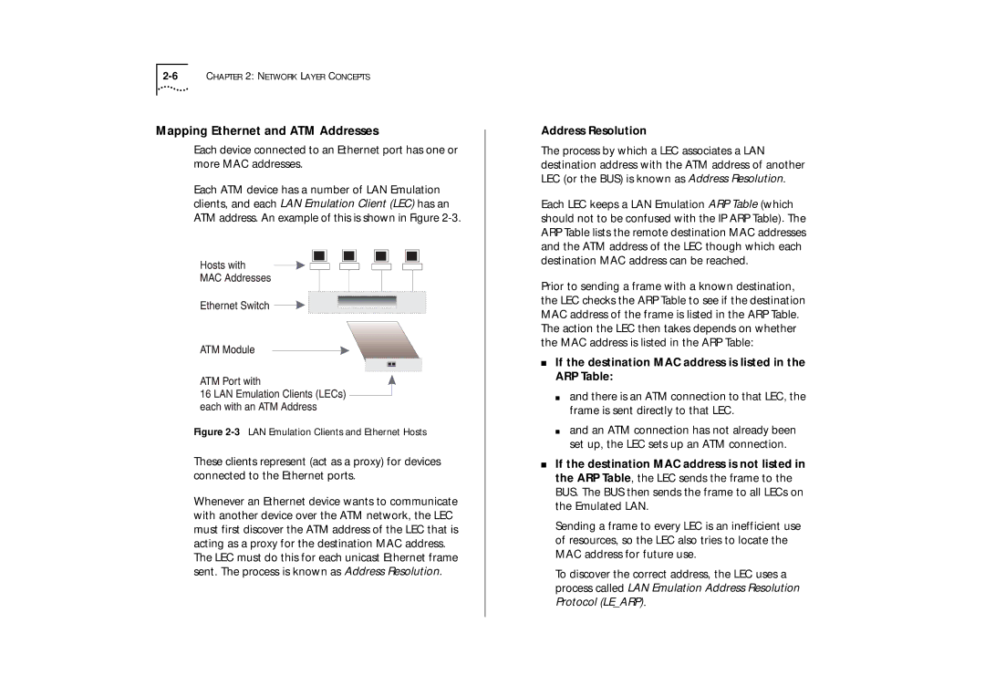 IBM ATM OC-3c manual Mapping Ethernet and ATM Addresses, Address Resolution 