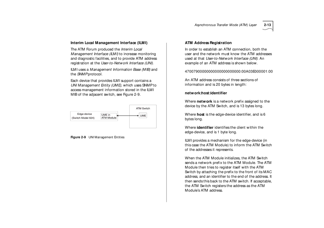 IBM ATM OC-3c manual Interim Local Management Interface Ilmi, ATM Address Registration, Networkhostidentifier 