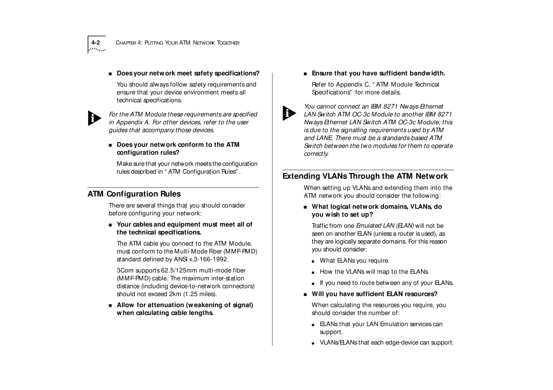 IBM ATM OC-3c manual ATM Configuration Rules, Extending VLANs Through the ATM Network 