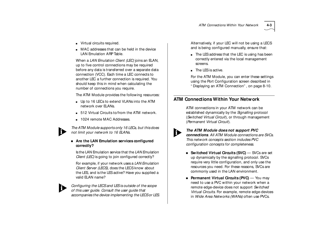 IBM ATM OC-3c manual ATM Connections Within Your Network, Are the LAN Emulation services configured correctly? 