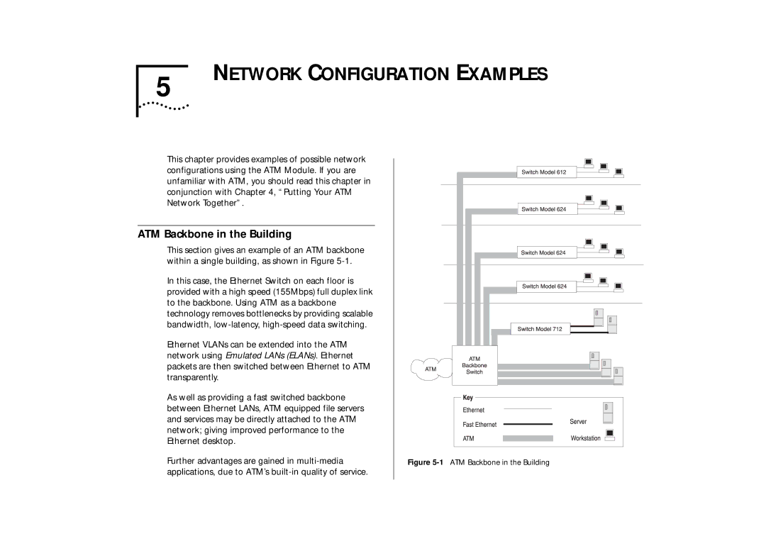 IBM ATM OC-3c manual Network Configuration Examples, ATM Backbone in the Building 