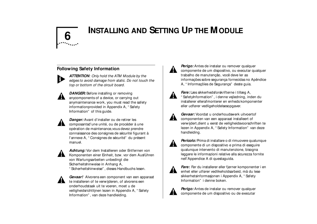 IBM ATM OC-3c manual Installing and Setting UP the Module, Following Safety Information 